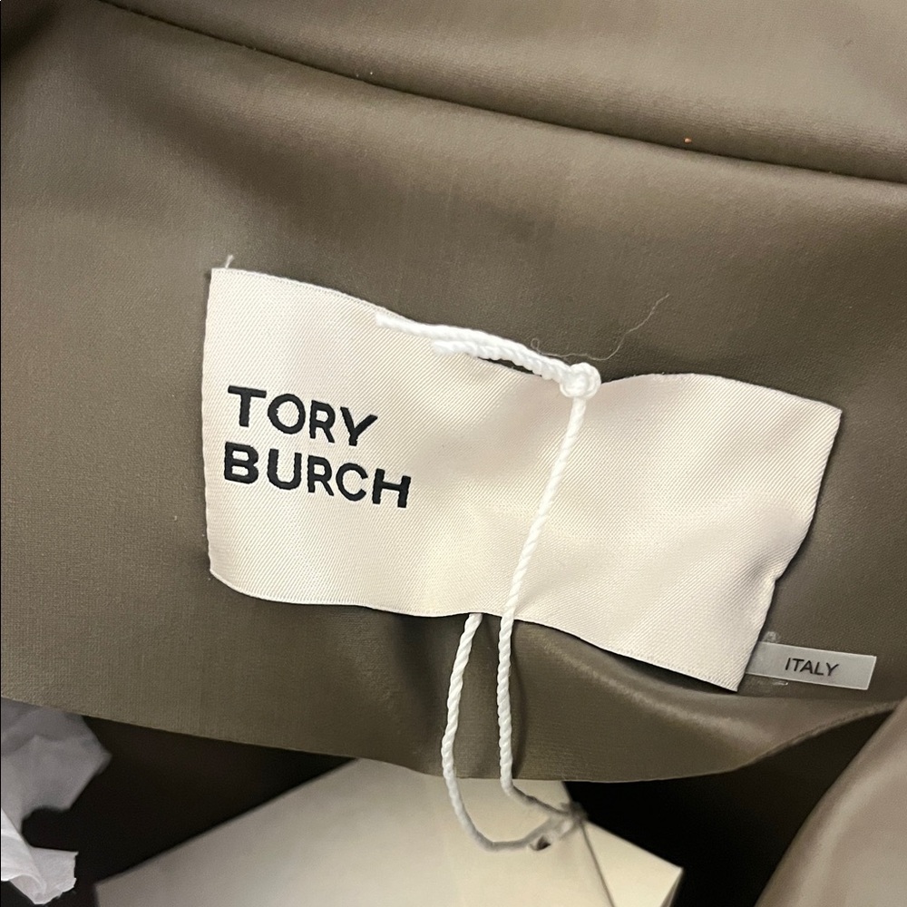 NWT Tory Burch Tan Rubberized Single-Breasted Coat - Picture 4 of 5